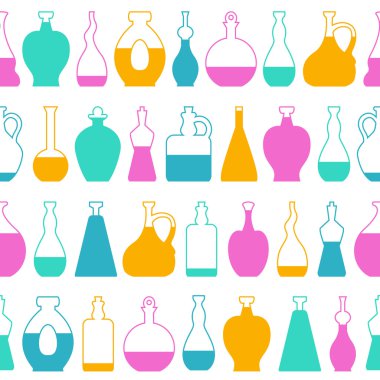 Şarap şişeleri ile sorunsuz vektör desen.