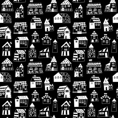Elle çizilmiş kasaba seamless modeli doodle.