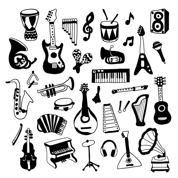 Conjunto de instrumentos musicales — Archivo Imágenes Vectoriales