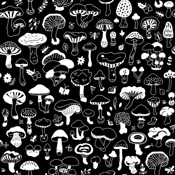 Vector seamless pattern with mushrooms. — Stock Vector