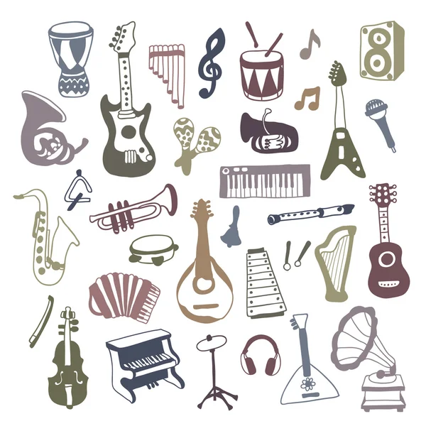 Ensemble d'instruments de musique . — Image vectorielle