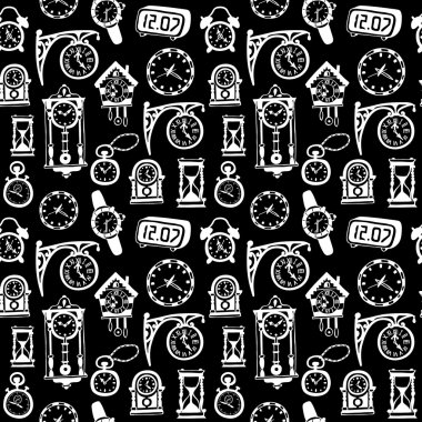 Doodle saatler ve saatler ile Seamless Modeli.