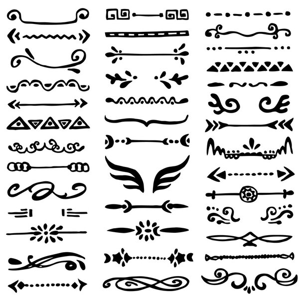 Collection of 39 hand drawn borders. 