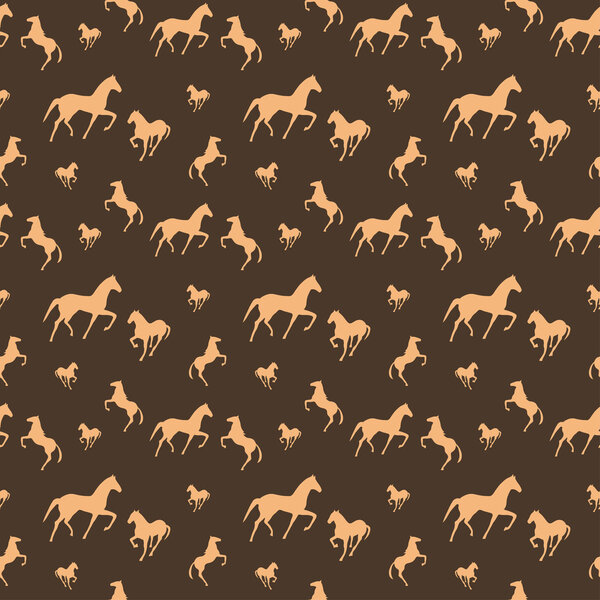 Brown horses seamless pattern