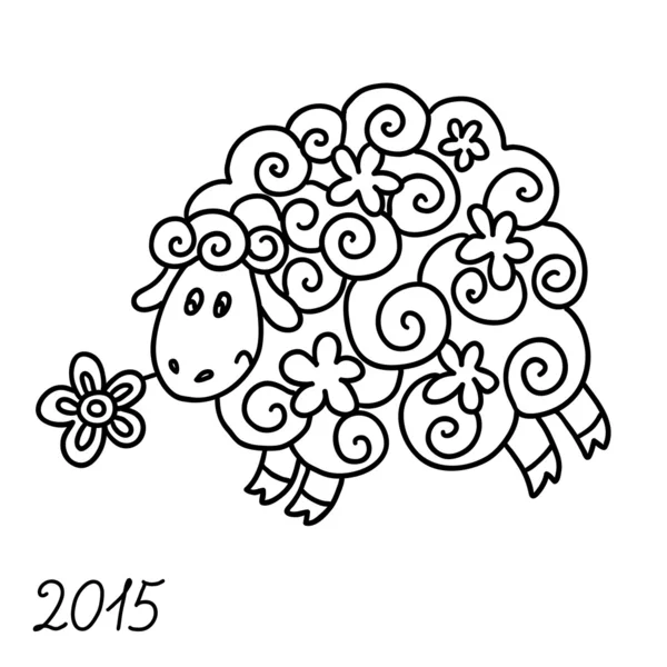 Carte nouvelle année 2015 avec moutons. illustration vectorielle — Image vectorielle