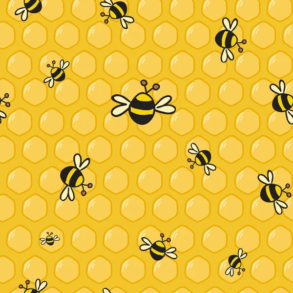 Lindo vector coloridas abejas en el panal — Archivo Imágenes Vectoriales