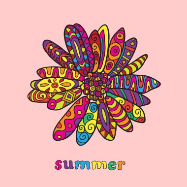 Soyut süs çiçek, tasarımınız için parlak çiçek öğe gösteren resim