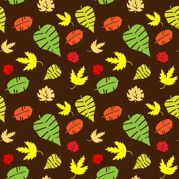 Naadloze achtergrond met kleurrijke herfstbladeren. Vectorillustratie. — Stockvector