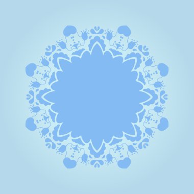 Güzel mavi süs arka plan. Kartpostal çiçek süsler, menü ve davet için mükemmel öğesi ile yuvarlak düşkün güzel tebrik kartı.