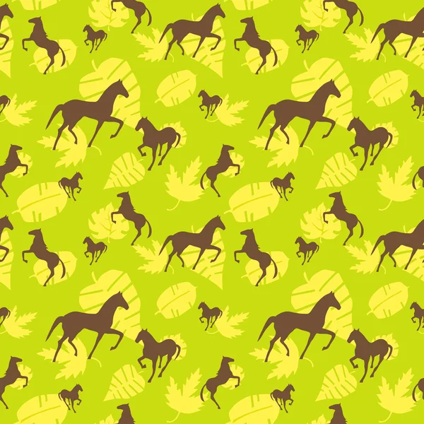 Brown paarden naadloze patroon — Stockvector