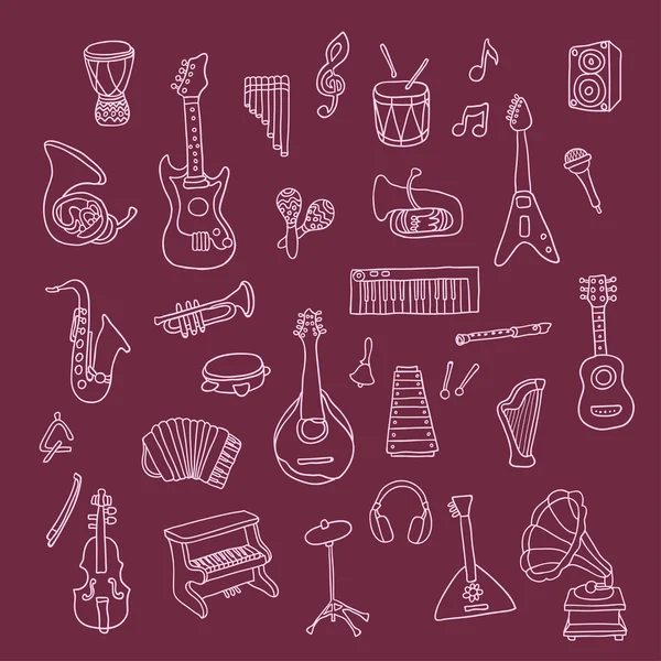Set van muziekinstrumenten — Stockvector