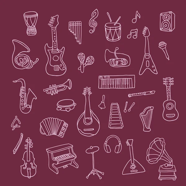 Ensemble d'instruments de musique — Image vectorielle