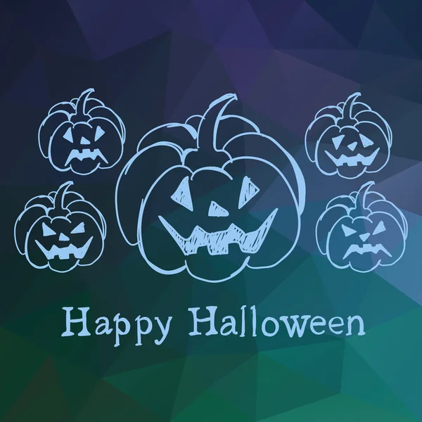 Cartão de Halloween feliz com abóboras — Vetor de Stock