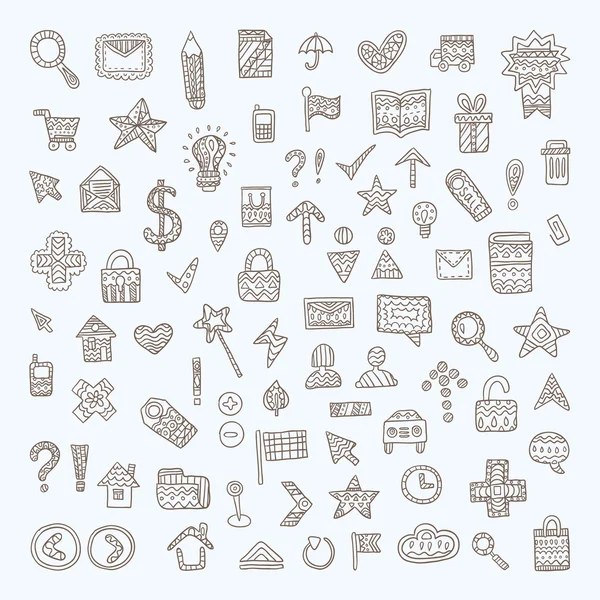 Conjunto de iconos de vectores Doodle — Vector de stock