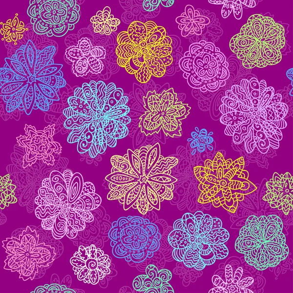 Doodle vector floral sem costura papel de parede design padrão de fundo — Vetor de Stock