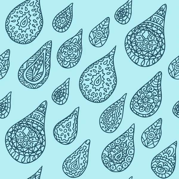 Nahtloses Muster mit handgezeichneten Tropfen, Vektorillustration — Stockvektor