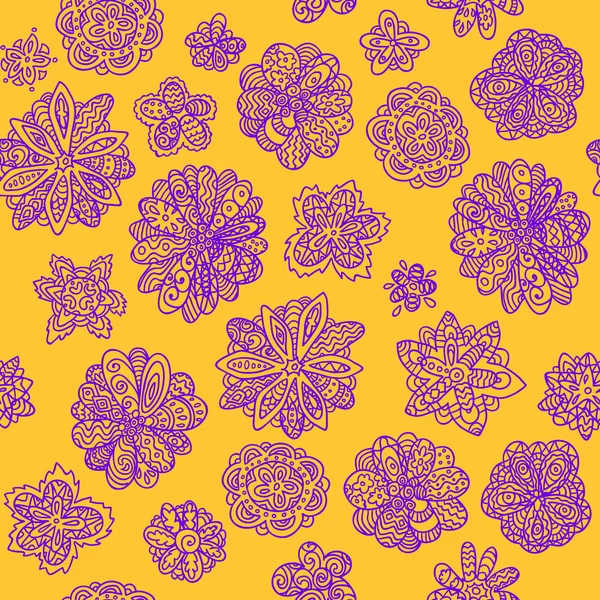 Doodle διάνυσμα floral άνευ ραφής ταπετσαρία φόντο πατρόν — Διανυσματικό Αρχείο