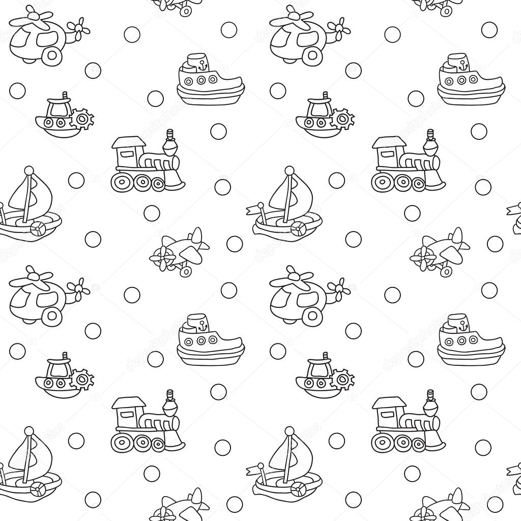 Seamless pattern with childrens toys