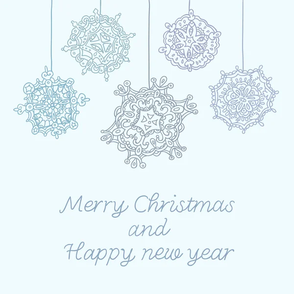 Happy New Year card with snowflakes. Vector illustration. — Stock Vector