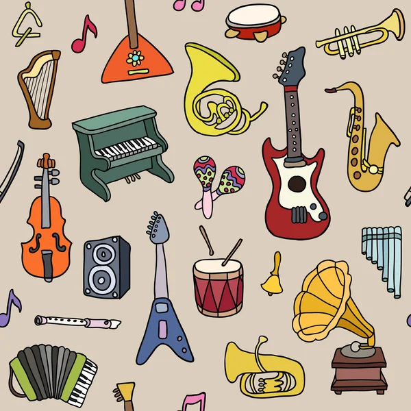 Muziek naadloos patroon. Vectorillustratie — Stockvector