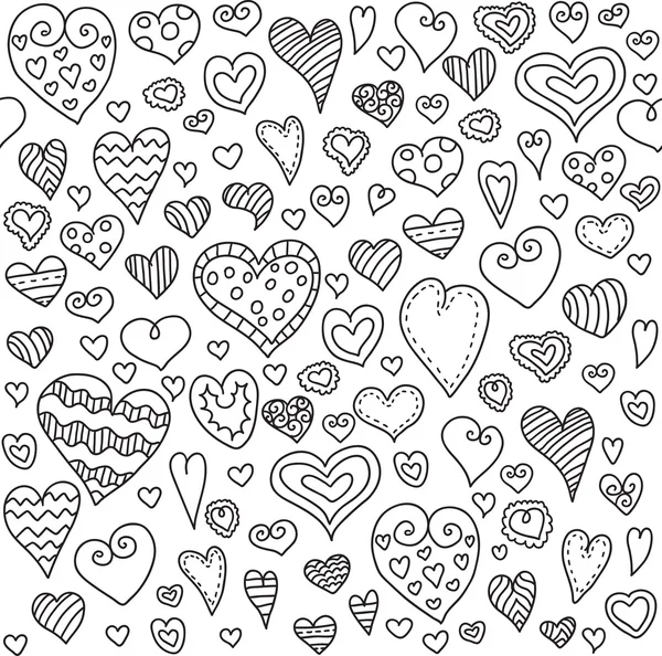 Amor corazones patrón sin fisuras. Doodle corazón. Fondo romántico. Ilustración vectorial — Vector de stock