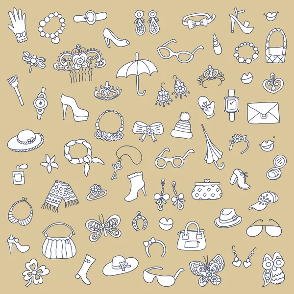 The vector set of female accessories — Stock Vector