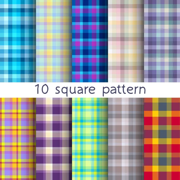 10 patrones de vectores cuadrados sin costura. Textura sin fin se puede utilizar para el papel pintado, relleno, fondo de la tela, textura . — Archivo Imágenes Vectoriales