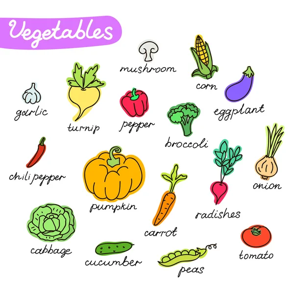 Conjunto de verduras. — Vector de stock