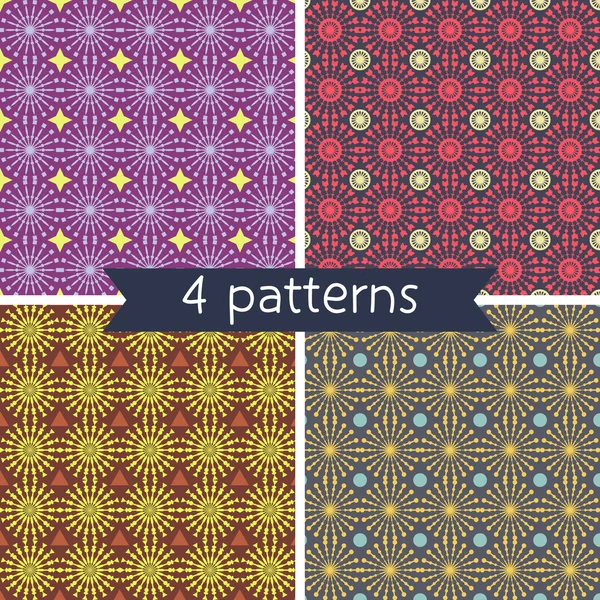 Set of Four Seamless Pattern. Seamless pattern can be used for wallpaper, pattern fills, web page background, surface textures. — Stock Vector