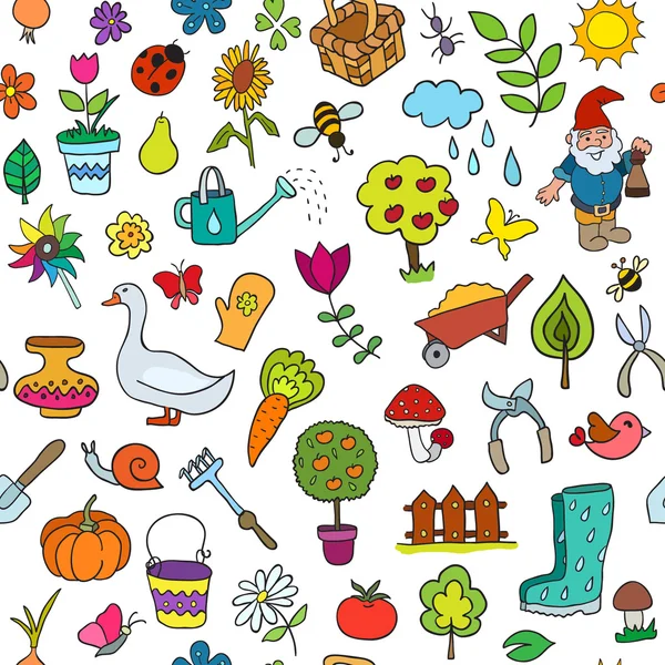 Pattern of gardening objects — Stock Vector