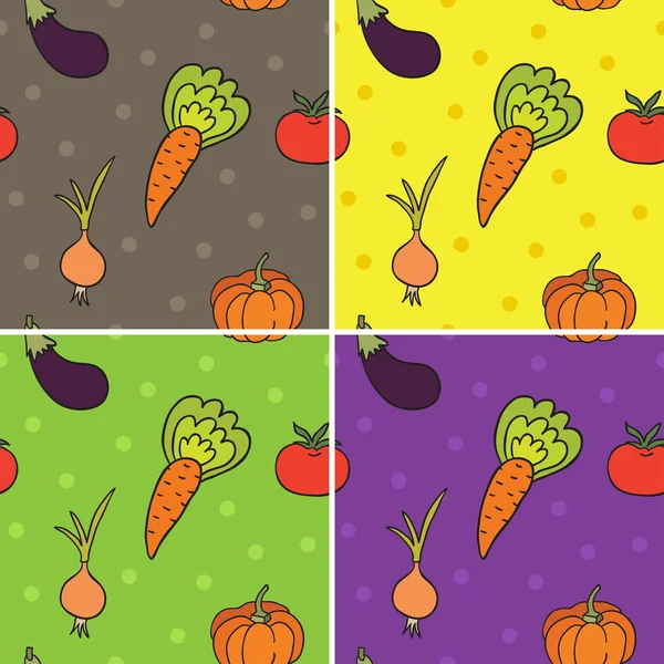 Fyra mönster med grönsaker — Stock vektor