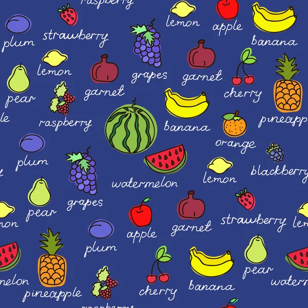 Modèle vectoriel sans couture de griffes de fruits . — Image vectorielle