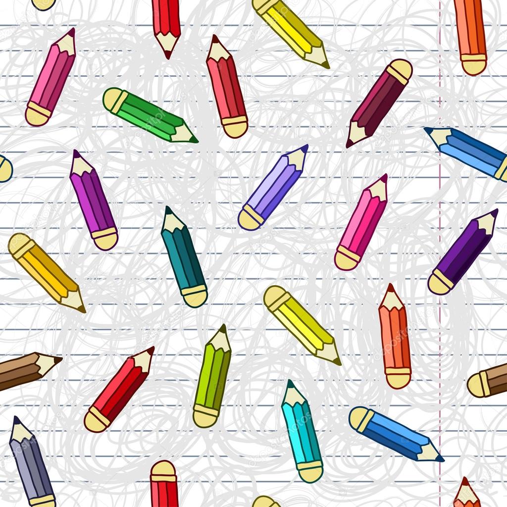 Background with pencils. Vector seamless pattern.