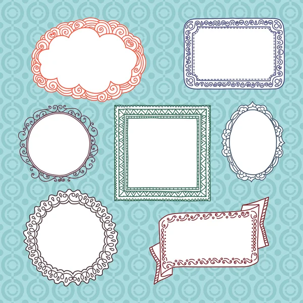 Gekrulde frames en ornamenten doodles — Stockvector