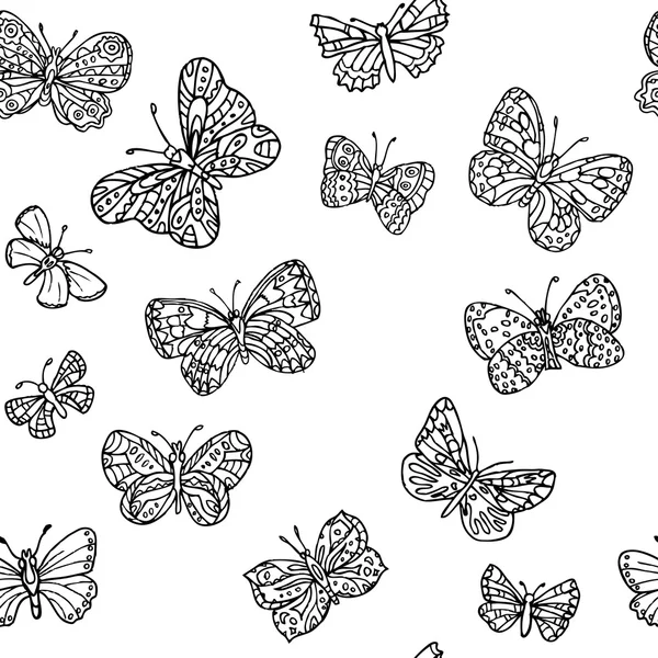 Kelebeklerle kusursuz desen — Stok Vektör