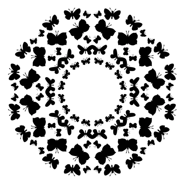 Marco decorativo con mariposas sobre fondo blanco — Vector de stock