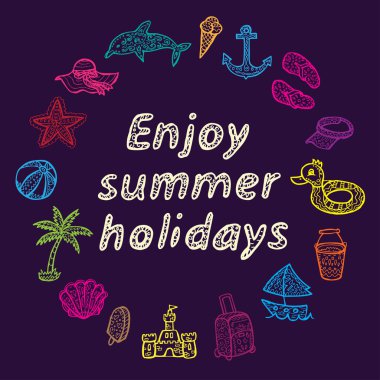 Yaz keyfini çıkarın. plaj Icons set