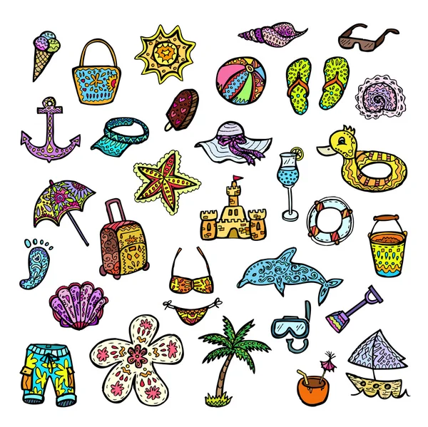 Conjunto de ícones de praia . —  Vetores de Stock