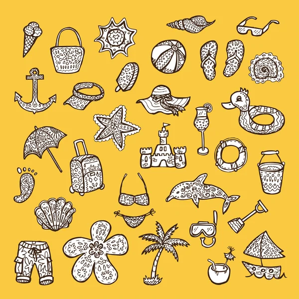 Conjunto de iconos de playa . — Vector de stock