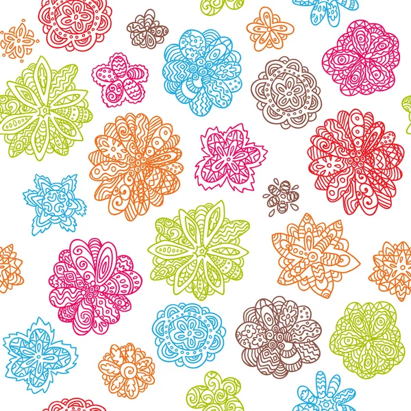 Doodle vector floral sin costura fondo de pantalla patrón de diseño — Vector de stock