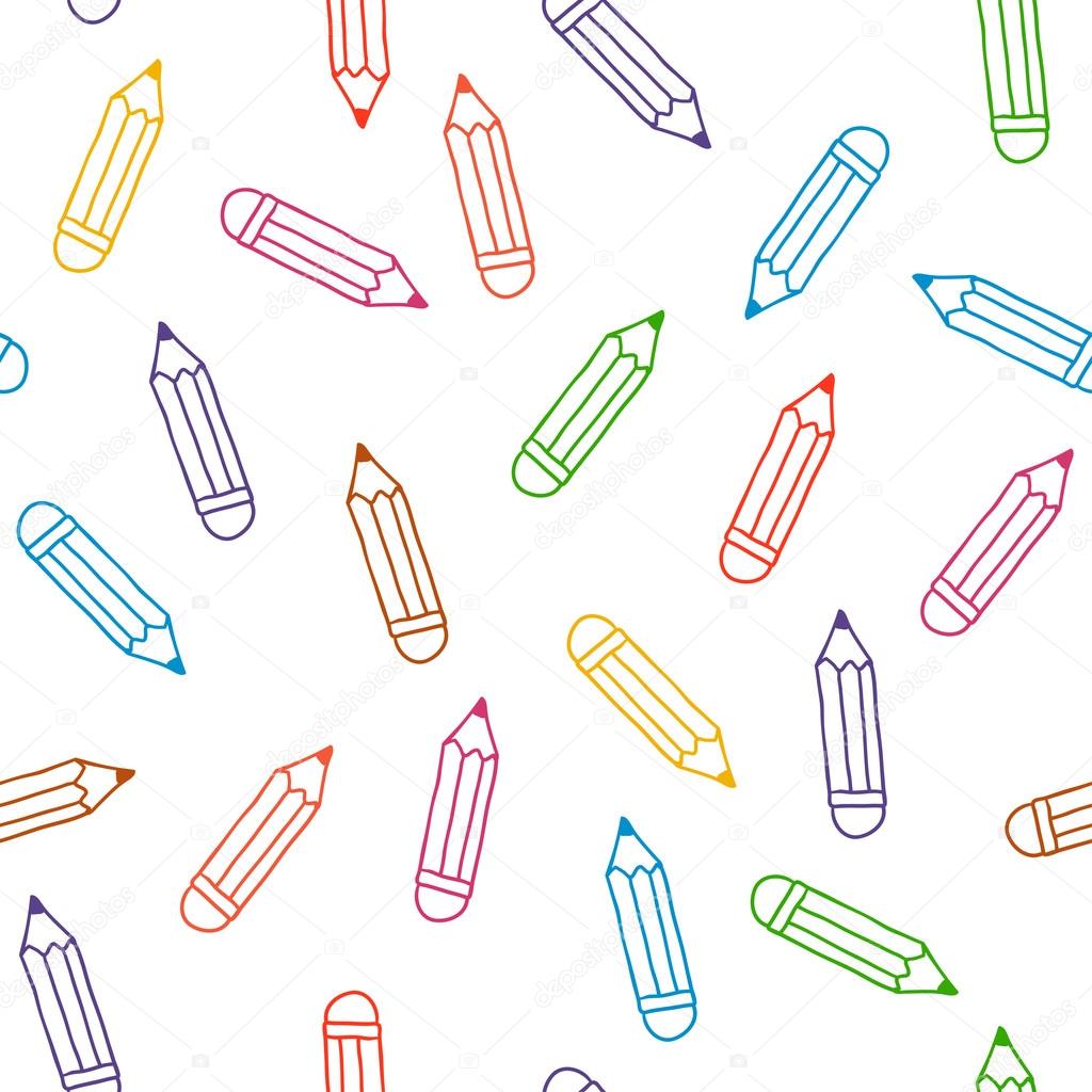 Background with pencils. Vector seamless pattern.