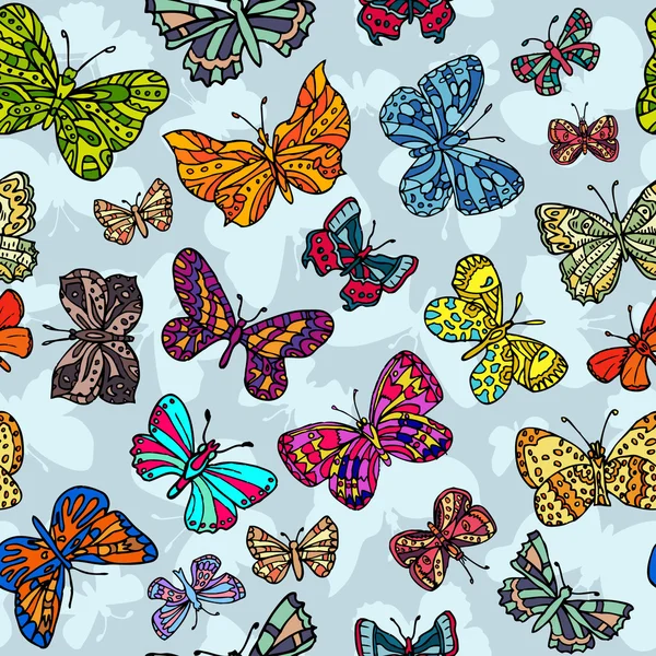 Patrón sin costuras con mariposas — Archivo Imágenes Vectoriales