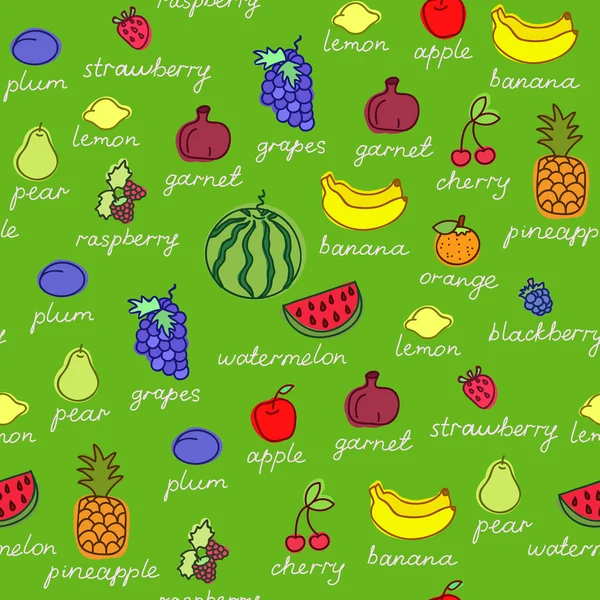 Modèle vectoriel sans couture de griffes de fruits . — Image vectorielle