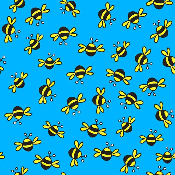 Fond mignon sans couture avec des abeilles — Image vectorielle