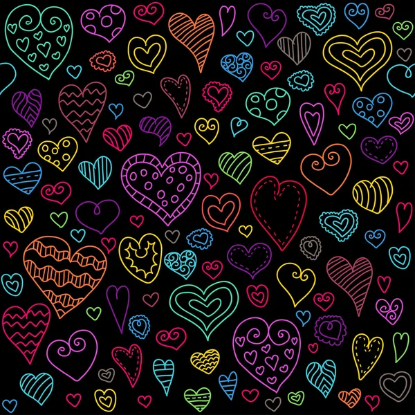 Amor corazones patrón sin fisuras. Doodle corazón. Fondo romántico. Ilustración vectorial — Vector de stock