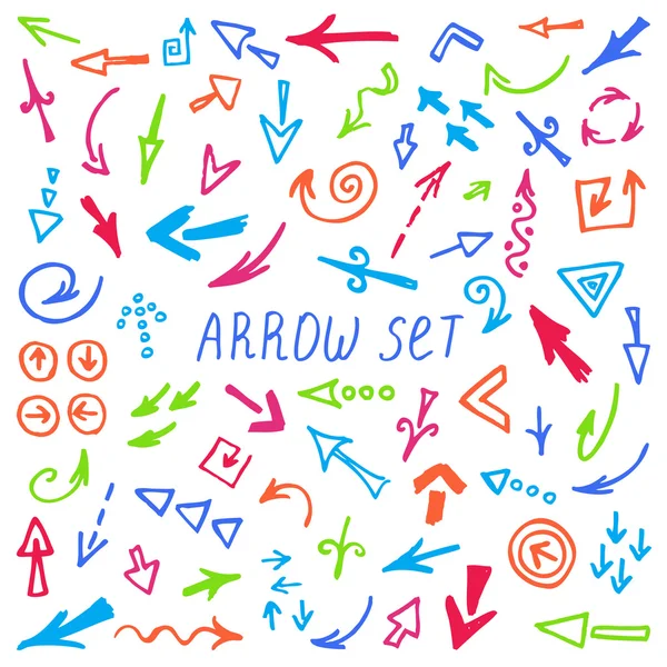 Arrows set, hand drawn arrows set, sketched style — Stock Vector