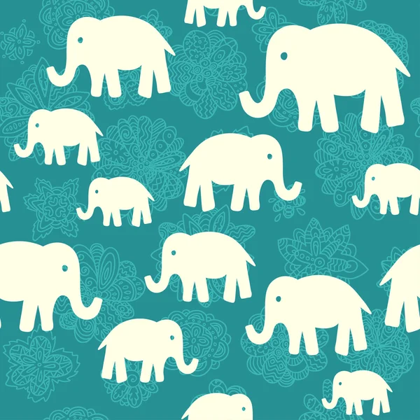 Patrón de vectores sin fisuras con elefantes. Puede ser utilizado para el textil, fondo del sitio web, cubierta del libro, embalaje . — Archivo Imágenes Vectoriales