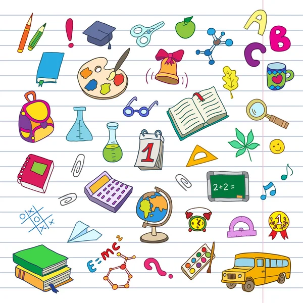 Back to school on a exercise book sheet grid — Stock Vector