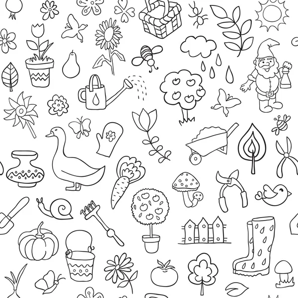 Seamless pattern of gardening objects — Stock Vector