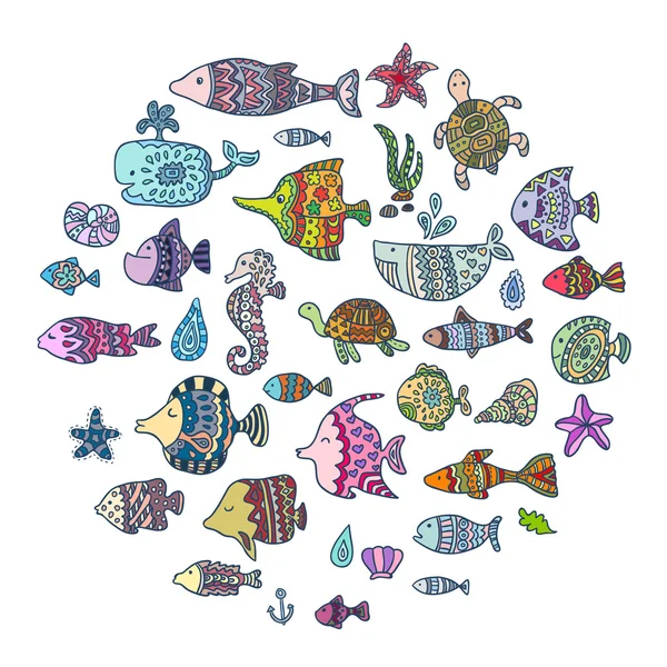 Vector sea animals — Stock Vector